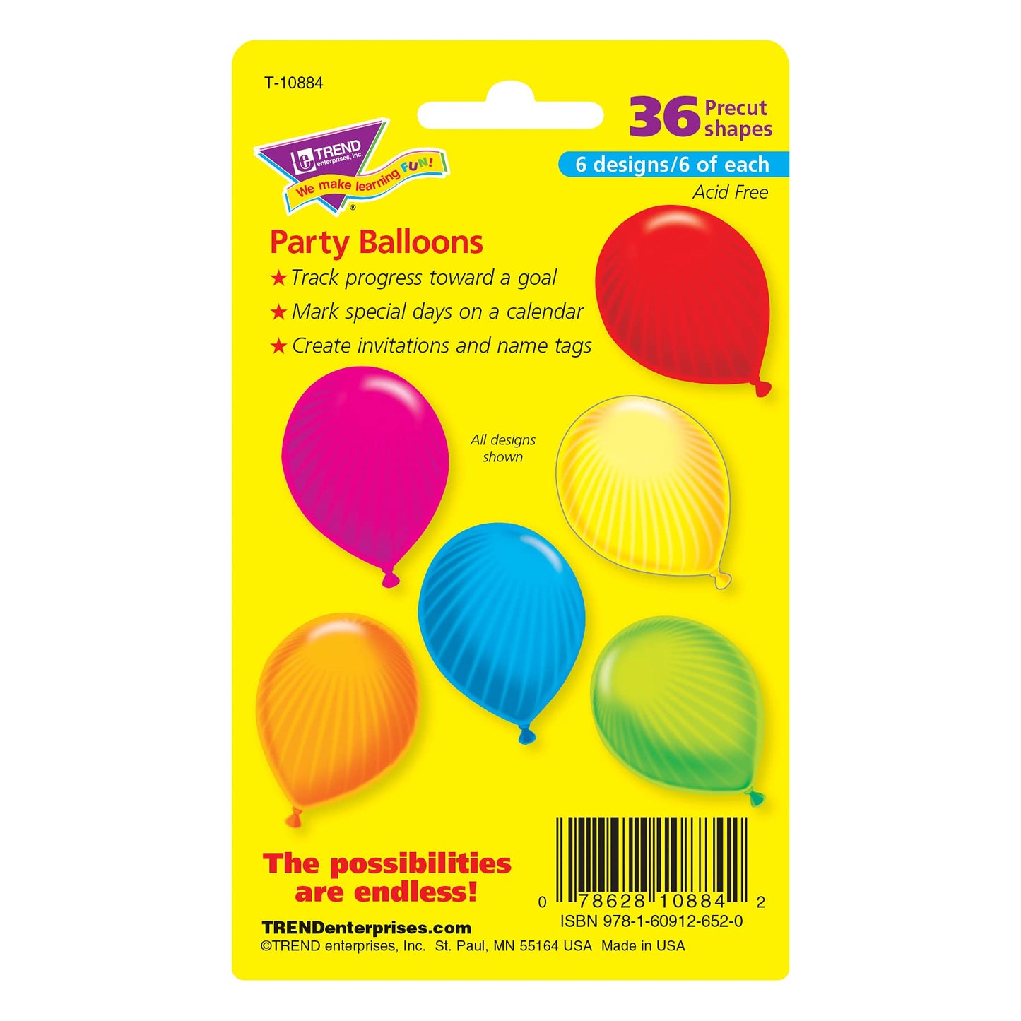 TREND Party Balloons Mini Accents Variety Pack, 36 Per Pack, 6 Packs