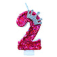 Hot Pink Birthday Number 2 Candle for Cake, Pink Number 2 Candle, Fun Glitter Hot Pink Cake Topper Birthday Decorations Cupcake 