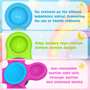 Suction Spinner Toys For Babies Silicone Baby Bath Toys For Kids Ages 1-3 Boy Girl Gift,Pop Spinner Sensory Toy For Baby Infant