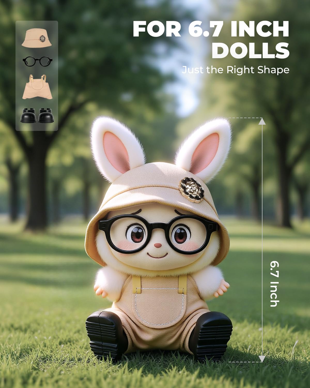 4pcs Dolls Outfit Set  Hat & Overalls for 17 cm Doll Clothes Accessories Suit  Stylish Clothes for Doll  Cute Outfits for Dress up Unique Style with enhanced Fabric  Khaki