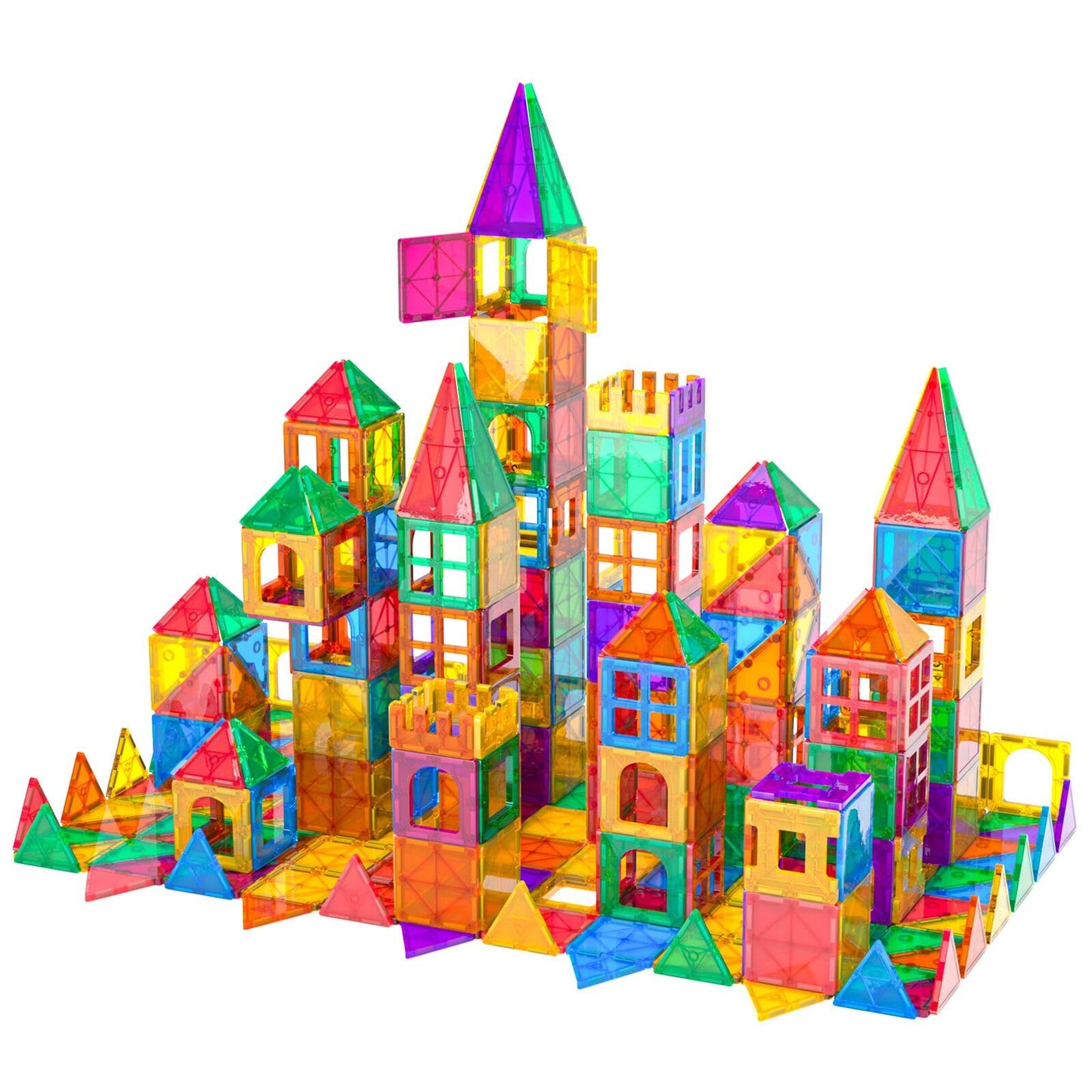 Bmag 100PCS Magnet Building Blocks with 2 Carsfor Kids, Magnetic Tiles Stacking Building Set for Boys Girls, STEM Preschool Educ