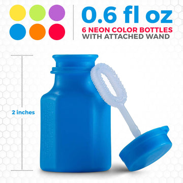 Mini Neon Party Bubbles For Kids - (Pack Of 12) Bulk Wands And Bottles For Blowing Bubbles, Birthday Party Favors, Toy Gift, Outdoor Toys, Carnival Prizes, And Goody Bag Stuffers