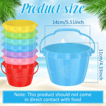 Lenwen 14 Pcs 5.51 Inch Water Bucket for Kids Mini Sand Buckets Plastic Small Bucket with Handles Bright Colored Toy Sand Pail f