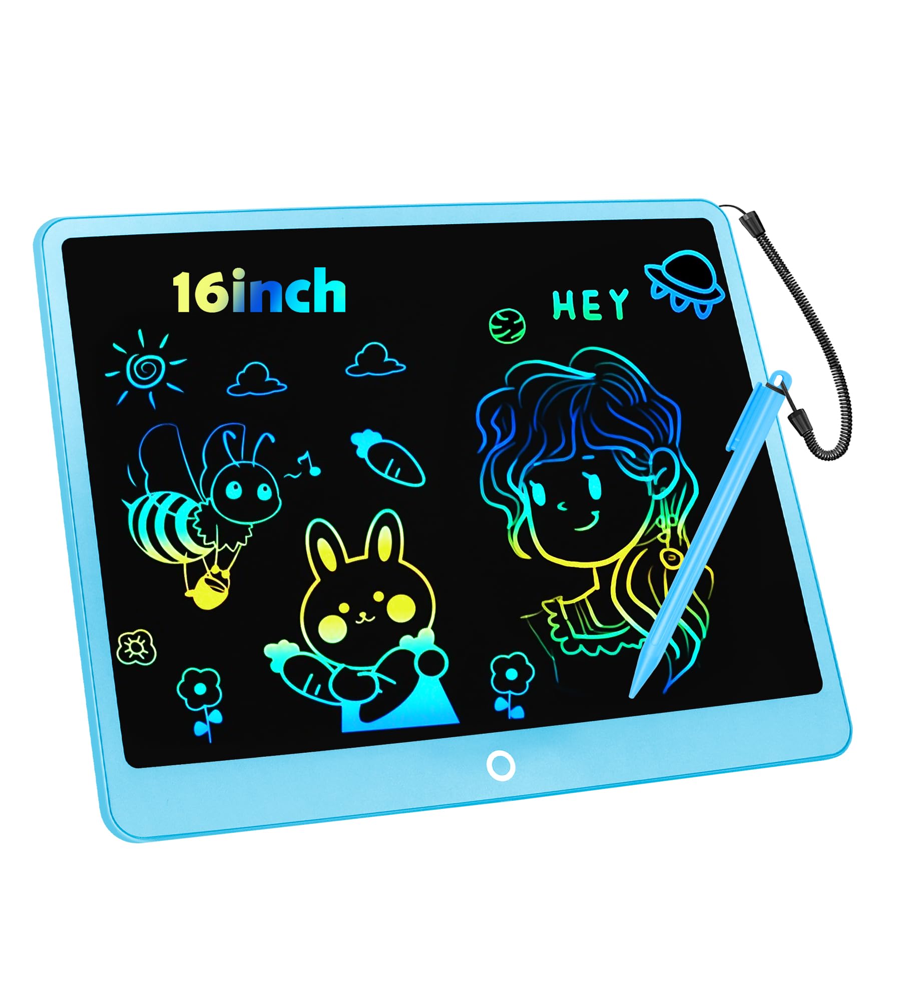 LCD Writing Tablet Doodle Board, 16inch Colorful Drawing Tablet Writing Pad, Kids Travel Essentials, Toddler Toys for 3 4 5 6 7 