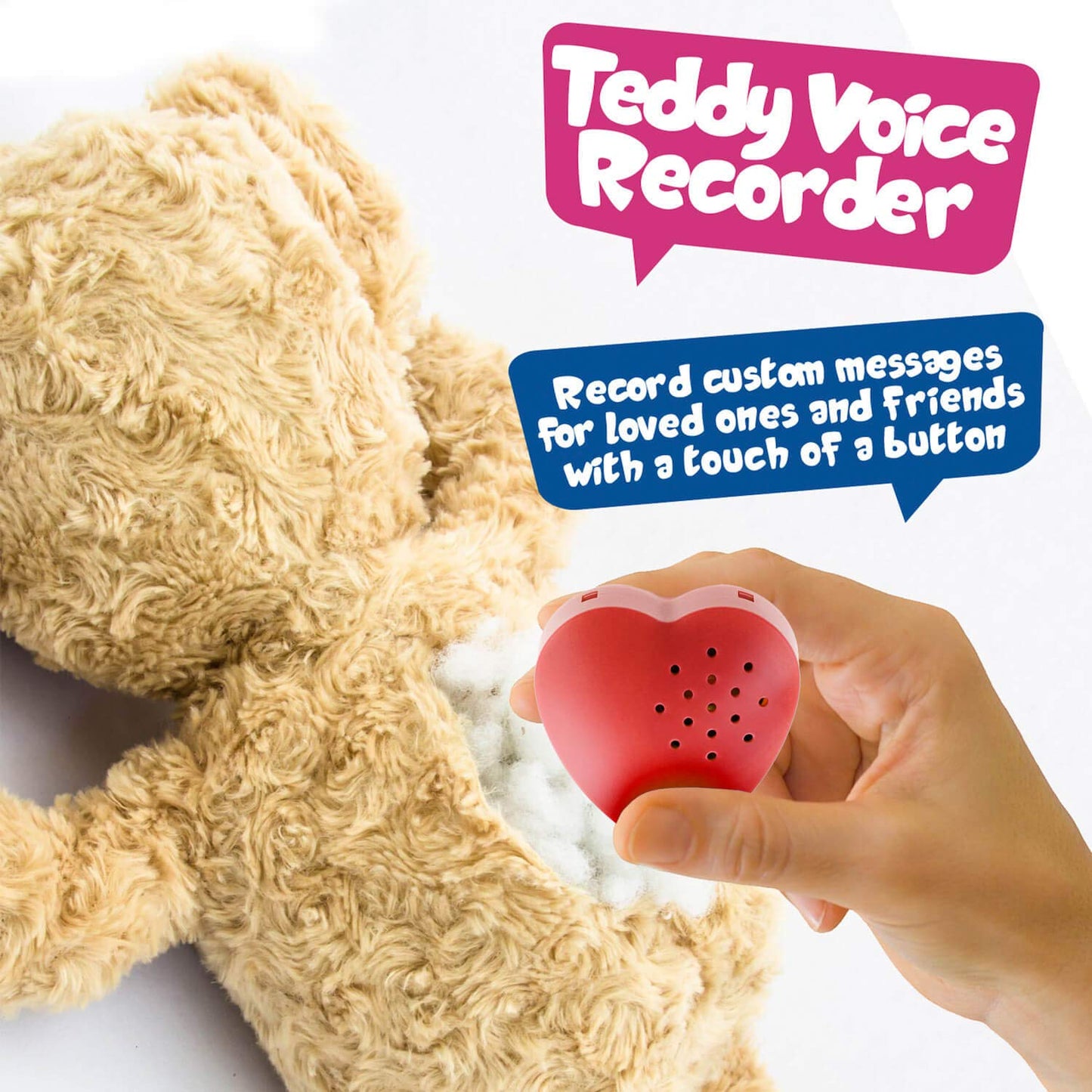 2 Pack  Inventiv 30 Second Voice Sound Recorder Module for Plush Toy  Stuffed Teddy Bear Animal Recordable Heart  Record Custom Messages (Red)