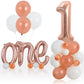Toniful 27 Pcs 1St Birthday Balloons Set,40 Inch Rose Gold Number 1 Balloon Rose Gold One Letter Foil Balloon White Metallic Ros