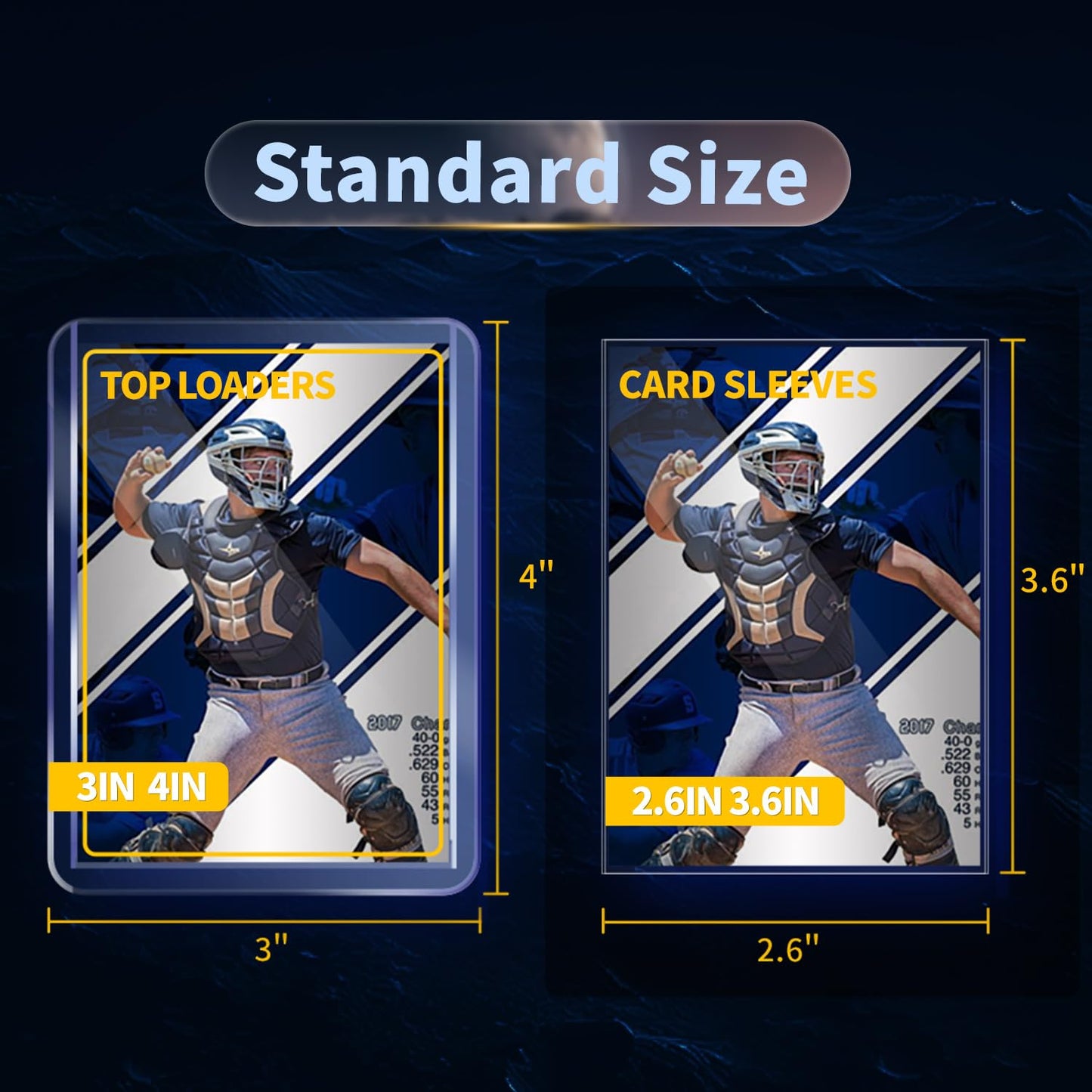 2000 Card Sleeves Top Loaders for Cards  Toploaders enhanced Baseball Card Sleeve Hard Plastic  3 x 4 Trading Cards Holder  Sports Protectors(1000 Toploaders + 1000 Penny Sleeves)