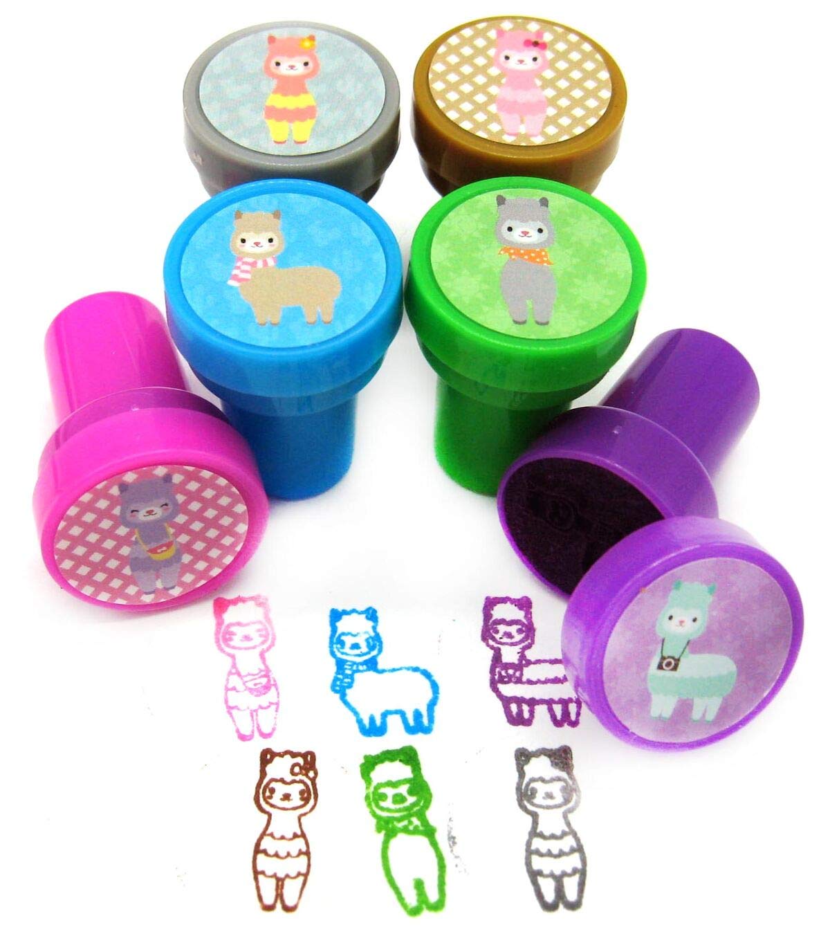 TINYMILLS 24 Pcs Llamas Alpaca Stampers for Kids Assorted Stamps for Kids Self Ink Stamps, Llama Birthday Party, Llama Alpaca Pa