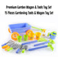 Dimple Kids Gardening Set Tools Wagon Toy - enhanced 15 Piece Gardening Tools & Toddler Wagon Toy Set - Sturdy & Durable - Top Yard  Beach  Sand  Garden Toy - Outside Toys for Toddlers