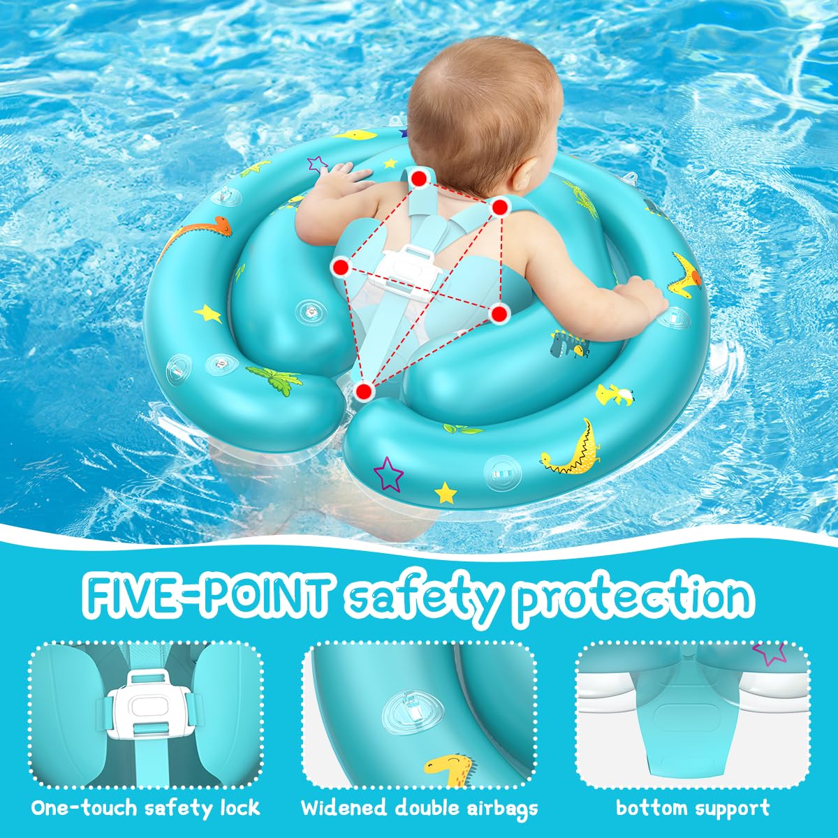 Baby Pool Float With Canopy Removable Upf50+ Uv Sun Protection,Third-Generation Upgraded Baby Swimming Float,More Stable Baby Swimming Pool Float,Suitable For Babies Aged 6-24 Months Swimming Float