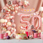 Dagelar Rose Gold 50th Birthday Decorations Kit - Balloon Arch, Number 50 Foil Balloons & Banner for Women’s 50th Party Celebration