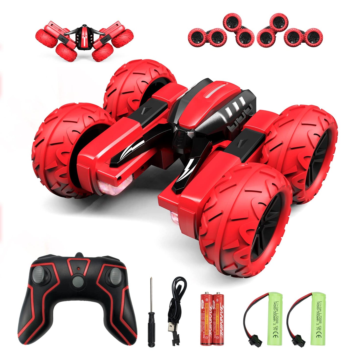 Remote Control Car for 6-12 Years Old Boys Girls Birthdays Present Gift, Hobby RC Car Stunt with LED Light Electric 4WD 2.4Ghz D