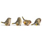 RAZ Imports Striped Wing Bird Figurine Set of 4, Resin, 2.5 x 2.25 inch, Sage Green