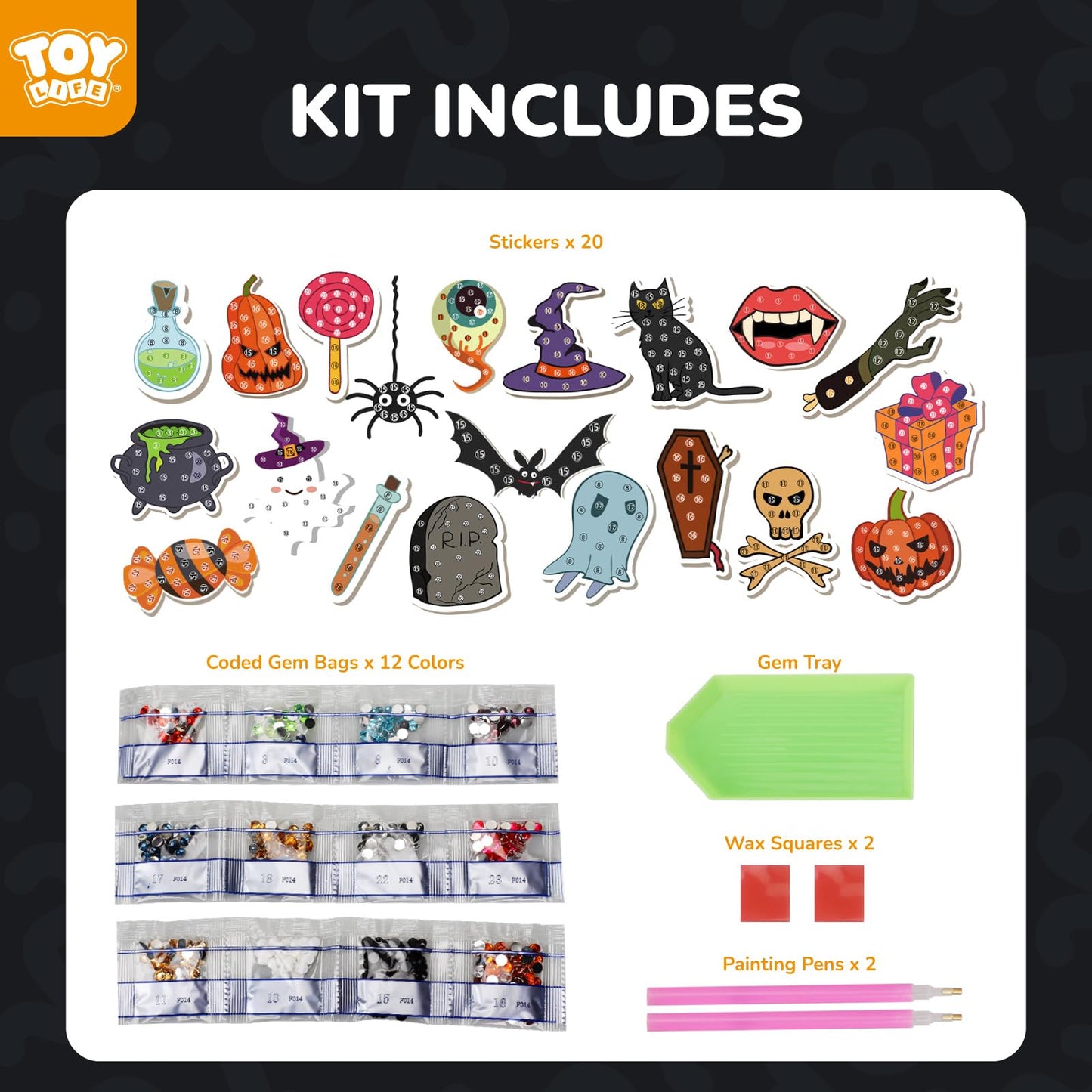 TOY Life Halloween Diamond Painting Kits Diamond Art for Kids Pumpkin Ghost Witch Hat Halloween Party Favor Goodie Bag Halloween