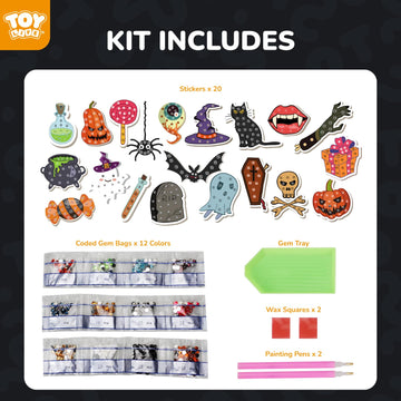 TOY Life Halloween Diamond Painting Kits Diamond Art for Kids Pumpkin Ghost Witch Hat Halloween Party Favor Goodie Bag Halloween