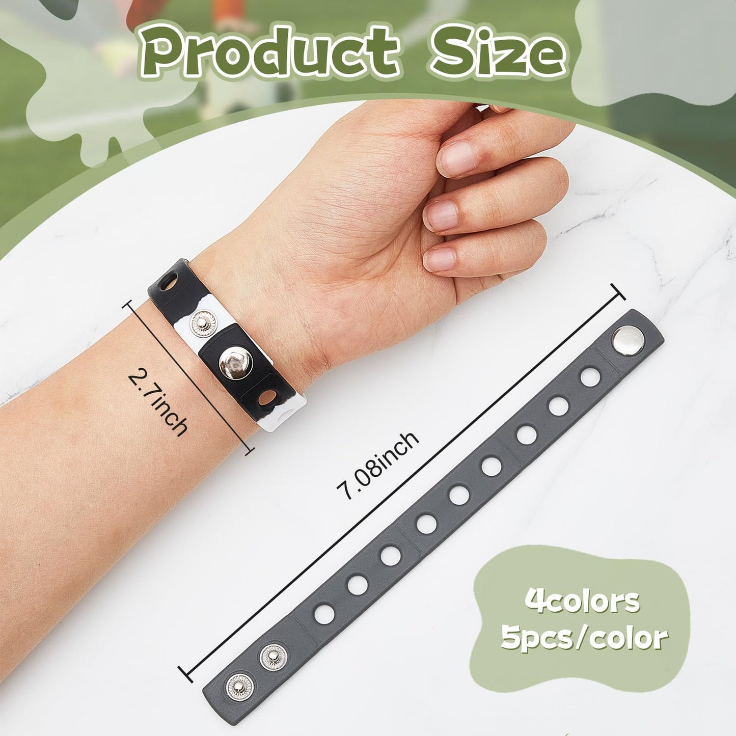 Aoriher 20 Pieces Silicone Charm Bracelets Kids Silicone Wristband Gift Adjustable Rubber Bracelet with Holes for Christmas Shoe
