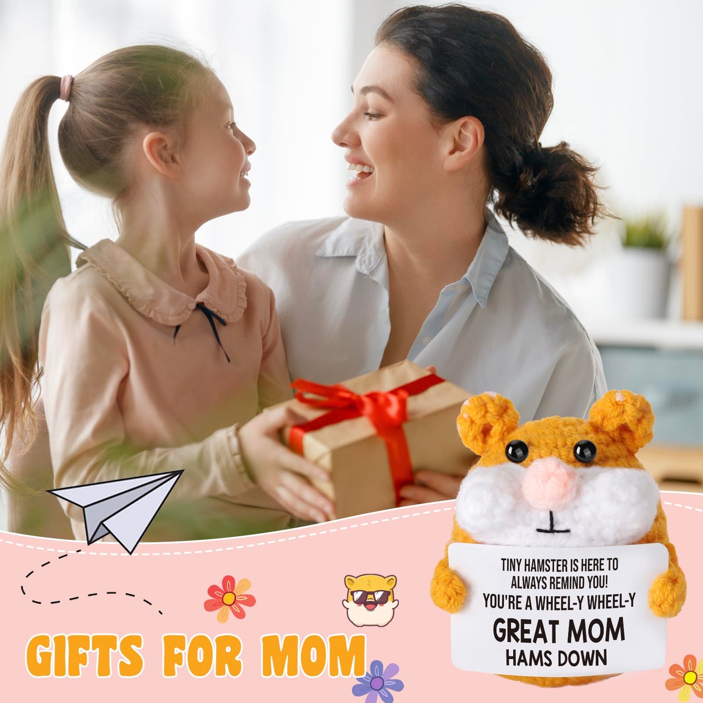 Funny Handmade Crochet Hamster - Small gifts for mom from Daughters Son Unique & Thoughtful Birthday Presents for mom Step Mother in Law Mother's Day Emotionally affirming Think You gifts for women