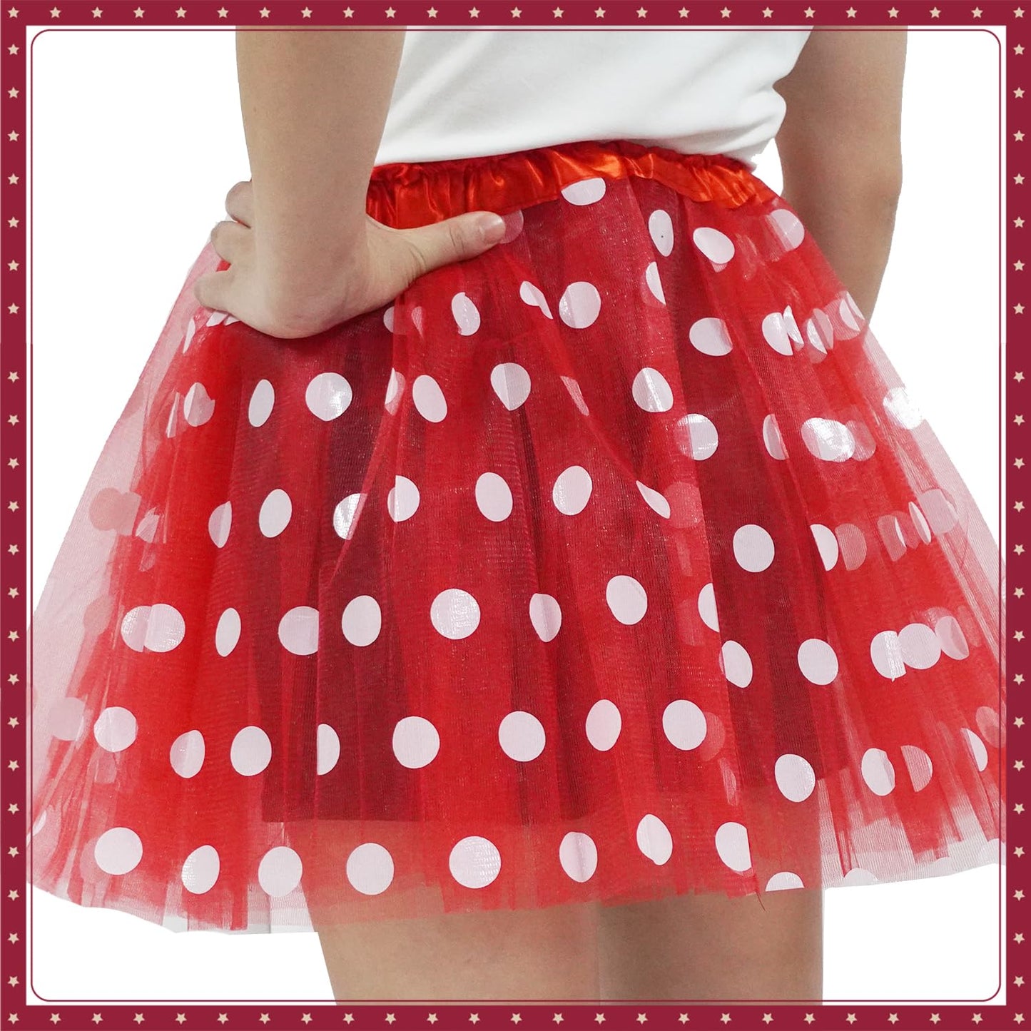 GUANGHE Girls Polka Dot Tutu Skirt - Red, White, Black, Blue - Halloween, Christmas, Birthday Costume