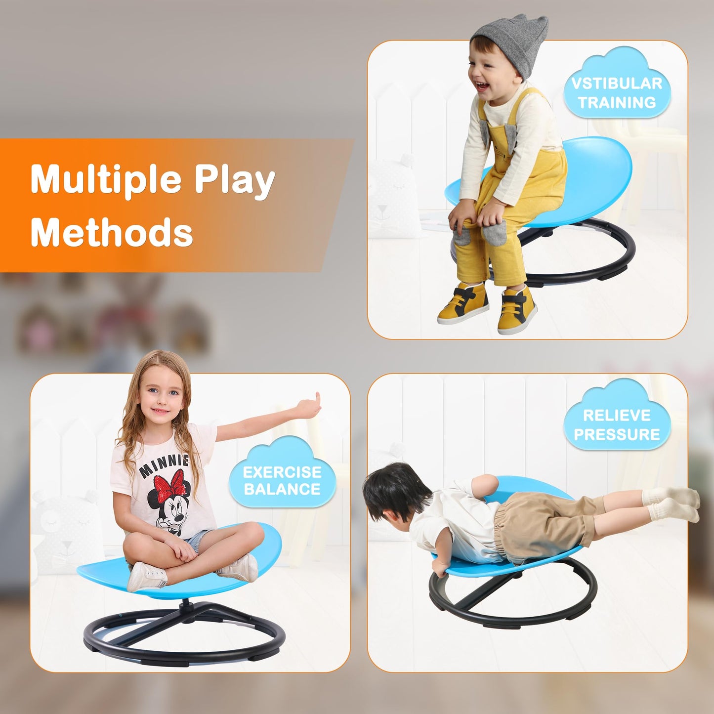 domaxarts Sensory Spinning Chair for Autistic Kids,Sensory Swivel Chair,Sit and Spin Toy for Balance and Coordination, Spinning