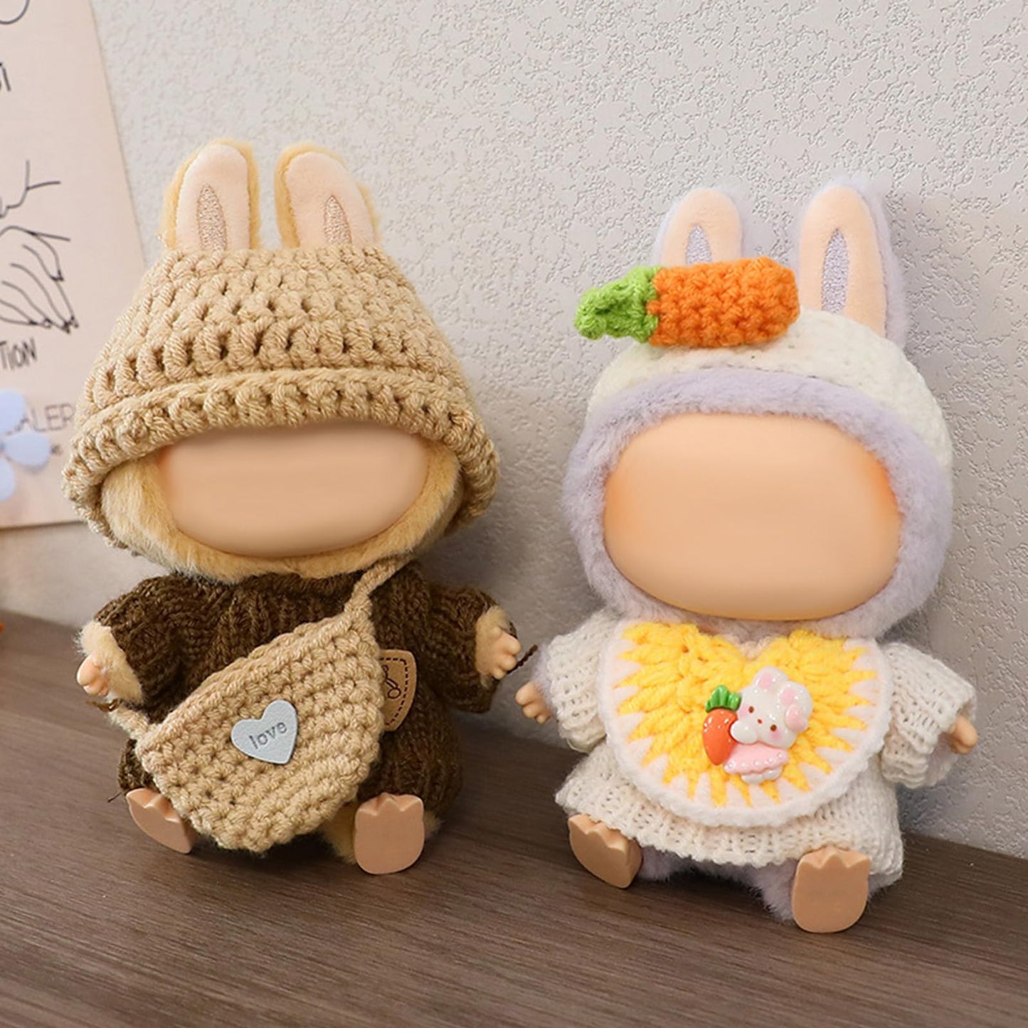 FANFX Doll Clothes(No Doll)  Handcrafted Crochet Outfit for 17cm Doll  Stylish Adorable Dolls Clothes Accessories for La  Best Gift for Your Dear Doll(Bunny Carrot Sweater)