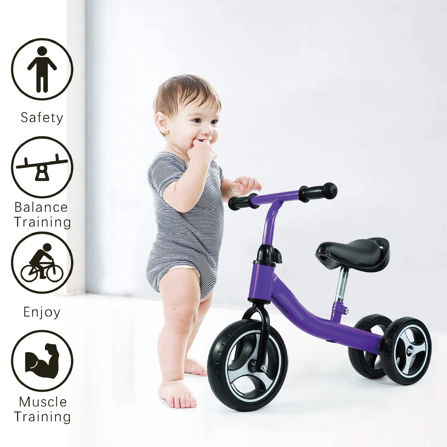 Chestnuter Baby Balance Bike, 1 2 3 Year Old Gifts, Ride On Toys For 1 Year Old, Best First Birthday Gift, Toddler Bike With 3 Wheels No Pedal (Purple)