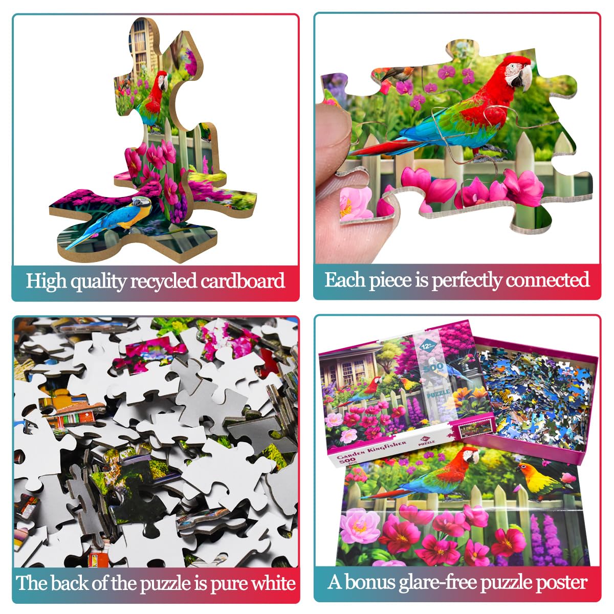 500 Piece Jigsaw Puzzle For Adults -Flowers & Birds Jigsaw Puzzles 500 Pieces Puzzles For Adults-Finished Size 19.3' X 13.7'