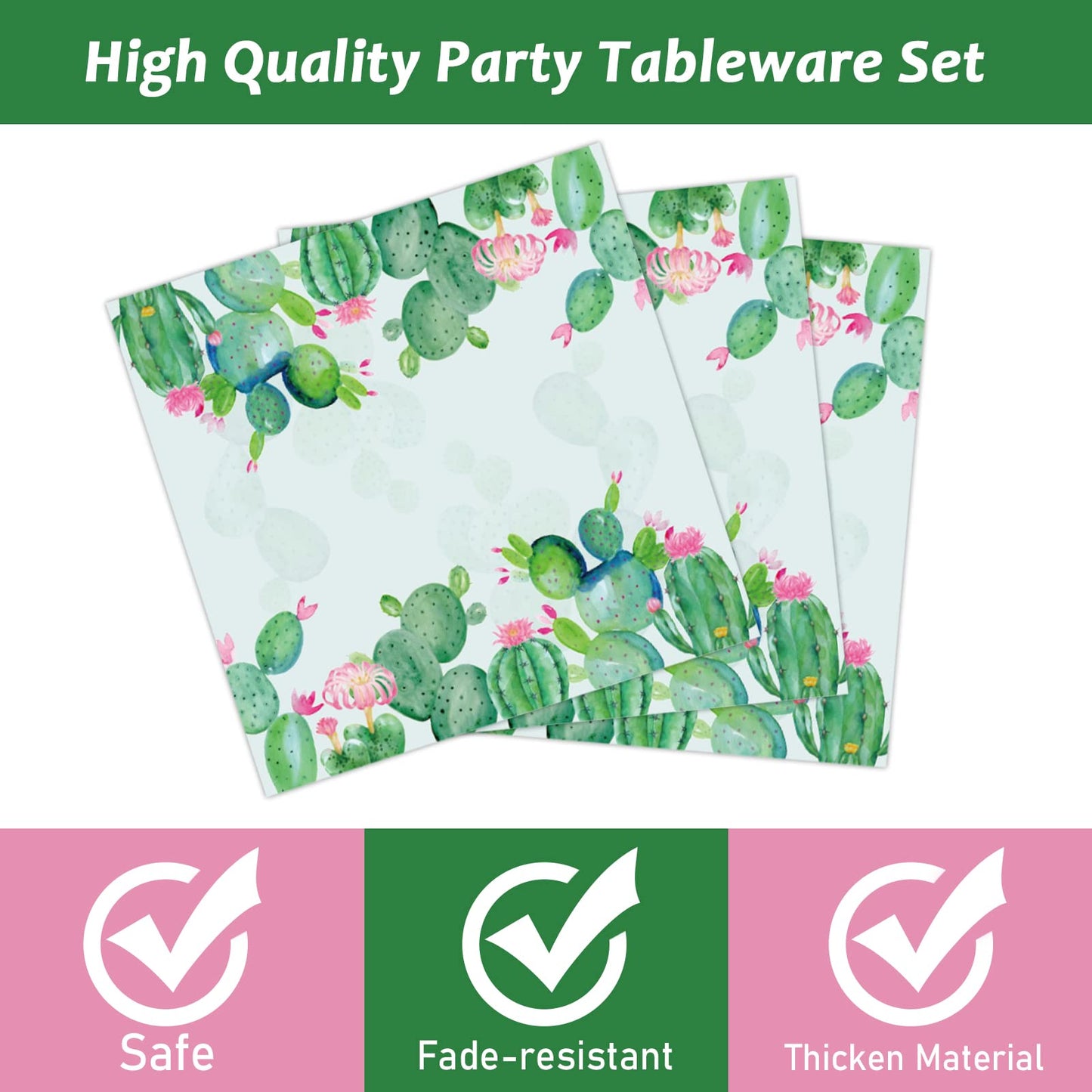 96 Pcs Cactus Plates And Napkins Party Supplies Boho Birthday Tableware Set Floral Cactus Party Decorations Favors For Watercolo