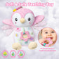 Fuzqq Baby Toys 0-6 Months,Musical Stuffed Animal Plush Toy,Textured Hanging Ring,Rattles & Crinkle Sound Paper,Tummy Time Toys