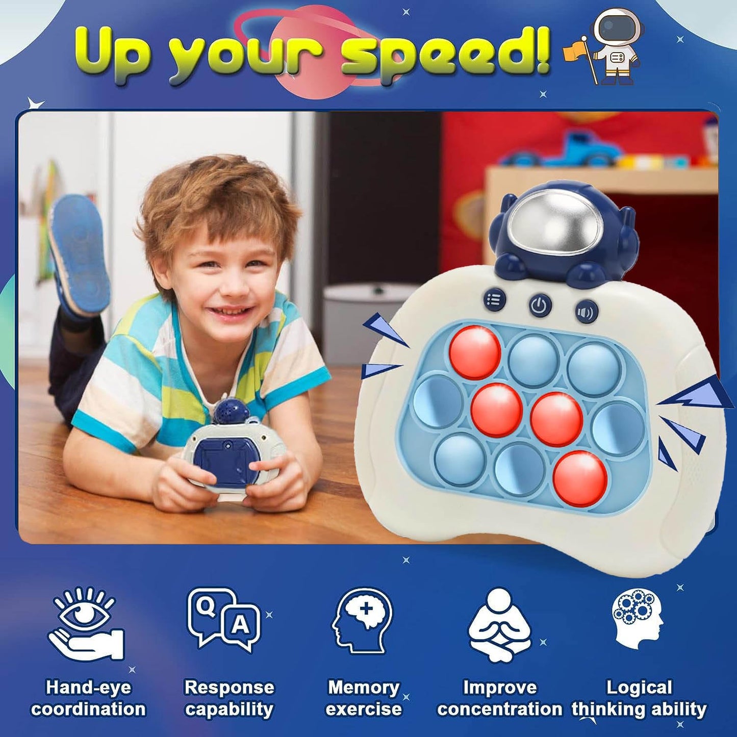 Fast Push Game, Handheld Game Console Fidget Toys Bubble Kids Game, Light Up Push Game Kids Toys For Ages 3-12, Handheld Puzzle