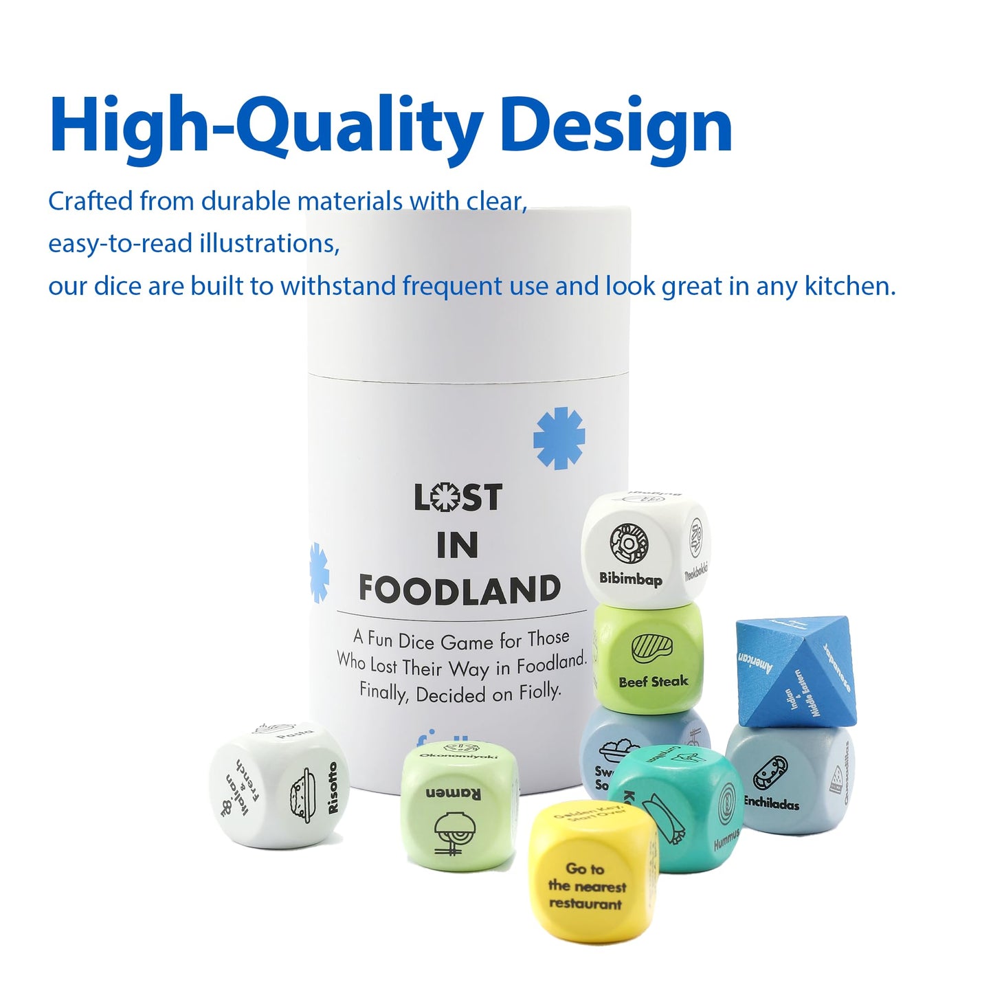 Fiolly Food Decision Dice For Eating Out Food Deciding Dice For Couples Family Gifts Meal Dice Food Decider Game Wood Dice Set 9