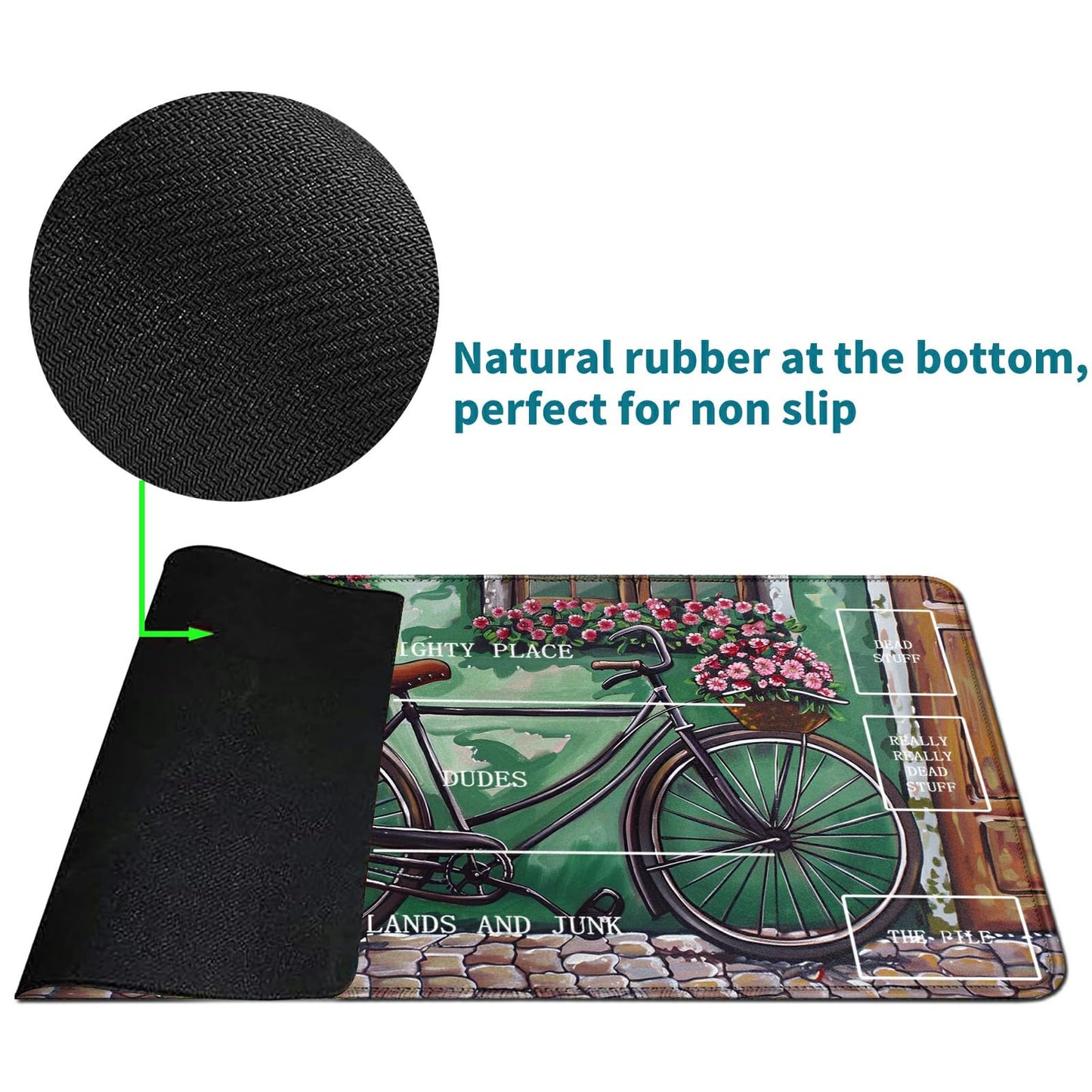 Rwutytiul Bicycle Card Playmat 24 X 14 Inch With Tube Bag, Card Gameplay Mat With Zones Commander Deck Board Mtg Rpg Ccg Tcg Car
