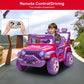 Modern-Depo 12V Kids Ride On Car Unicorn Truck With Diy Stickers, Manual/Remote Control Electric Car With Led Lights, 2 Motors, 2 Speeds, Openable Doors, Spring Suspension, Music Player, Purple / Pink