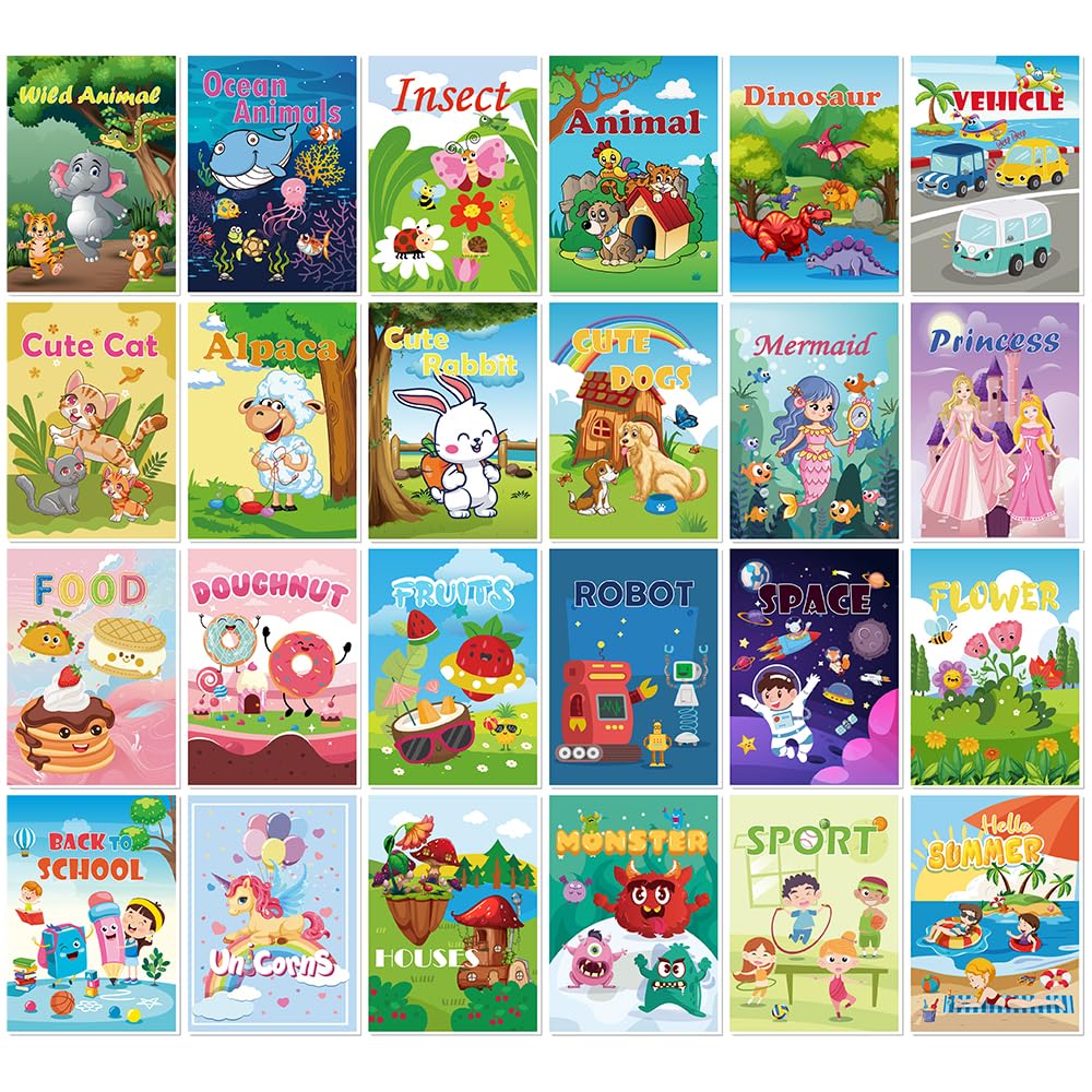 Aannanl 24 Mini Coloring Books Suitable for Kids Ages 2-4 and 4-8,Small Party Gifts,Bulk Birthday Gifts,Gift Bag fillers,School