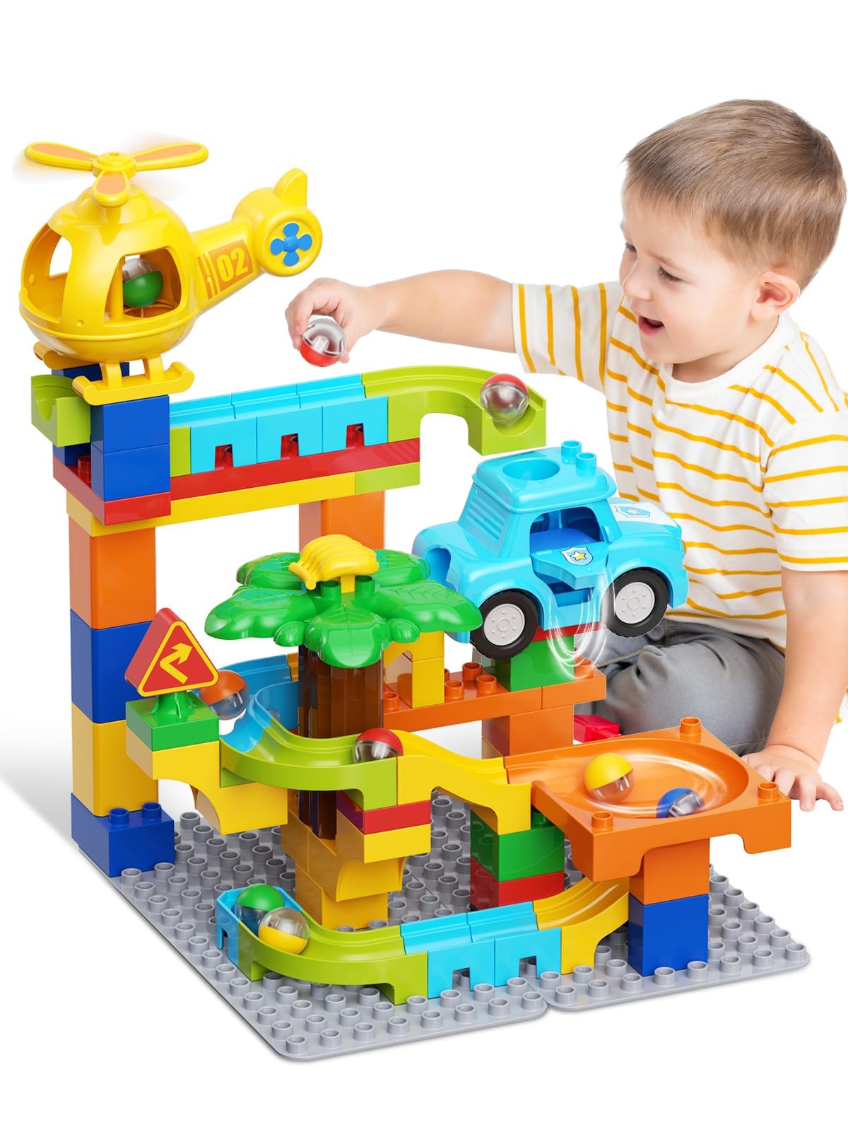 Marble Runs For Kids 4-8,Building Blocks Compatible With Major Brands, Birthday Toys Gifts For Ages 3 4 5+ Boys Girls,Toddler Ed