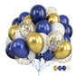 Navy Blue And Gold Balloons, 60 Packs 12 Inch Navy Blue And Metallic Chrome Gold Confetti Balloons With Ribbons For Birthday, We