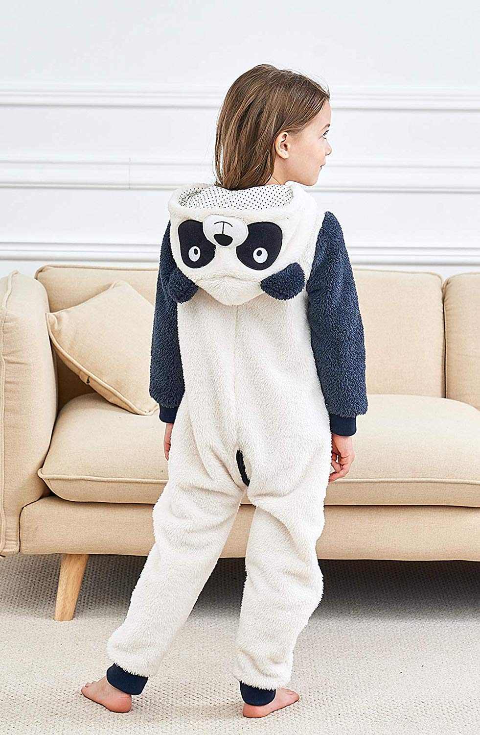 Blackhaus Children Animal Tiger Panda Cow Zebra Dragon Cosplay Costume Pajamas Sleepwear(Panda,7-8Year)