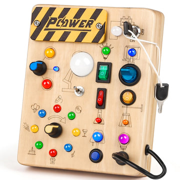 Joyreal Montessori Toddler Busy Board, 19 Led Wooden Sensory Board Educational Toys, Montessori Toys For 1-6 Year Old, Travel Toys Gifts For Toddlers Boys And Girls