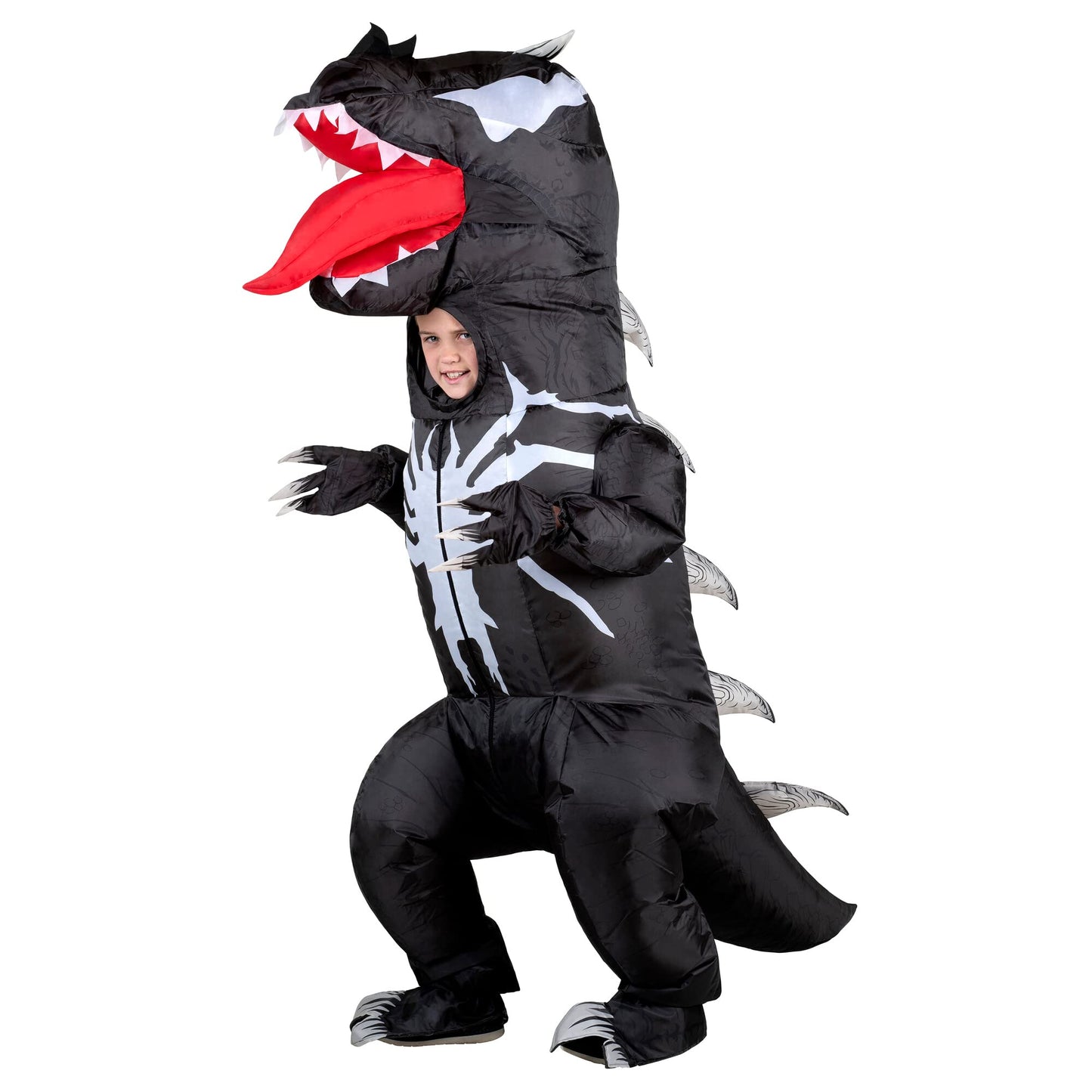 Marvel Venomosaurus Official Youth Inflatable Halloween Costume - Inflatable Jumpsuit With Built-In Fan, Gloves, Battery Box
