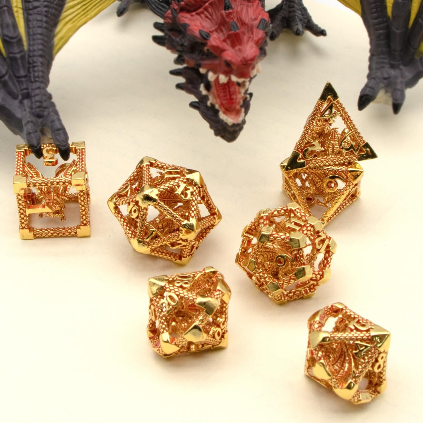 HNCCESG D and D Dice,Metal DND Dice of 7pc,Dungeons and Dragons Dice Set Polyhedral Dice Role Playing Dice Set Hollow Dice Gamin
