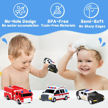 Bath Toys For Kids Ages 1-3, Car No Hole Bath Toys Toddlers 2-4 Baby Bath Toys, Beach Pool Bathtub Water Toy, Small Gifts For 1-