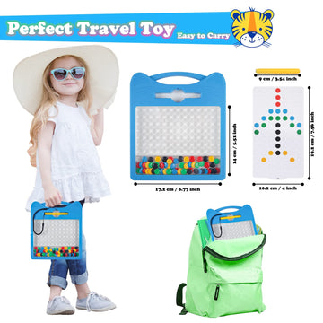 Svance Magnetic Drawing Board For Kids, Toddler Magnet Doodle Board With Beads And 2 Pens, Magnetic Dot Art Toys, Airplane Car Travel Activities (Blue Cat)