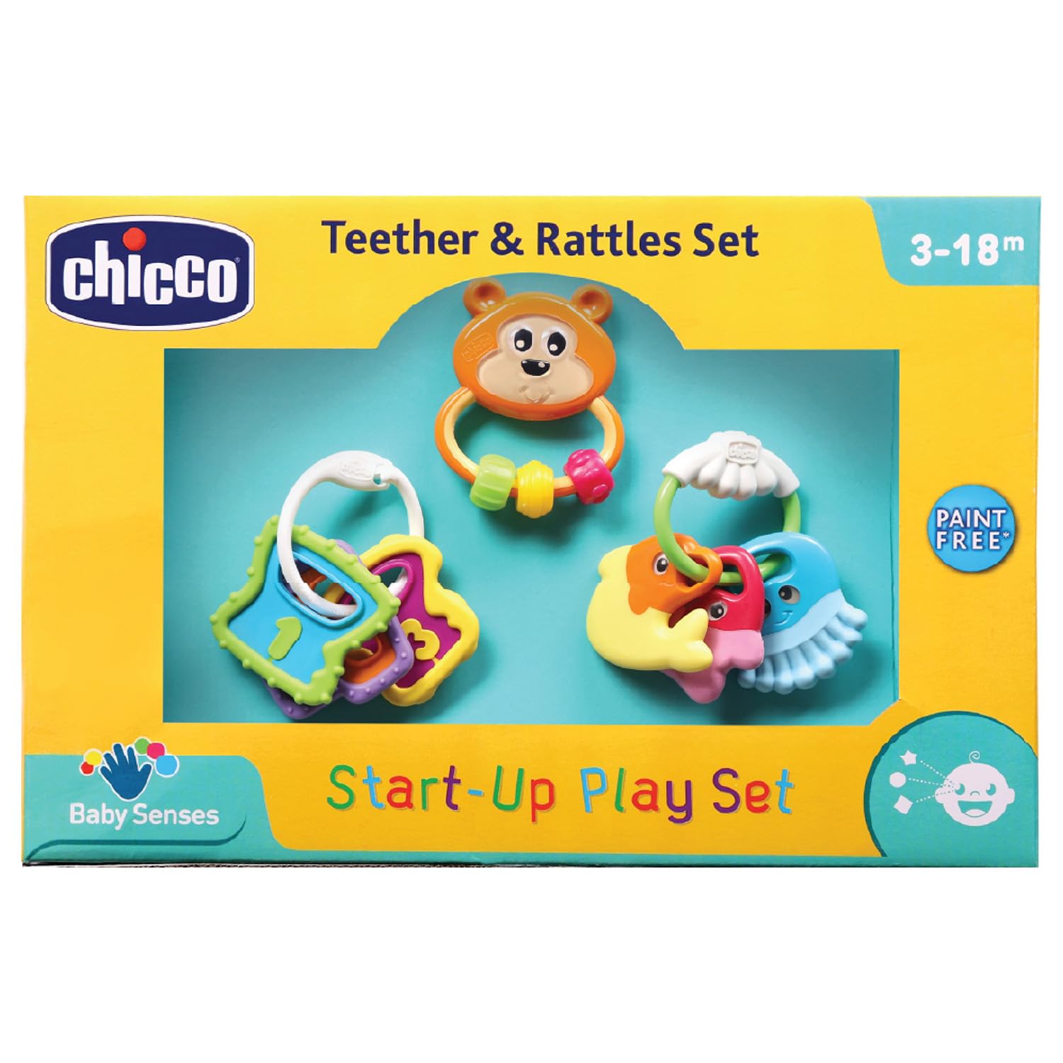 Chicco StartUp Play Set |3Piece Colourful Baby Rattle Toy Set For 3 To 18 Months |Enhances Early Development, Sensory Play & M