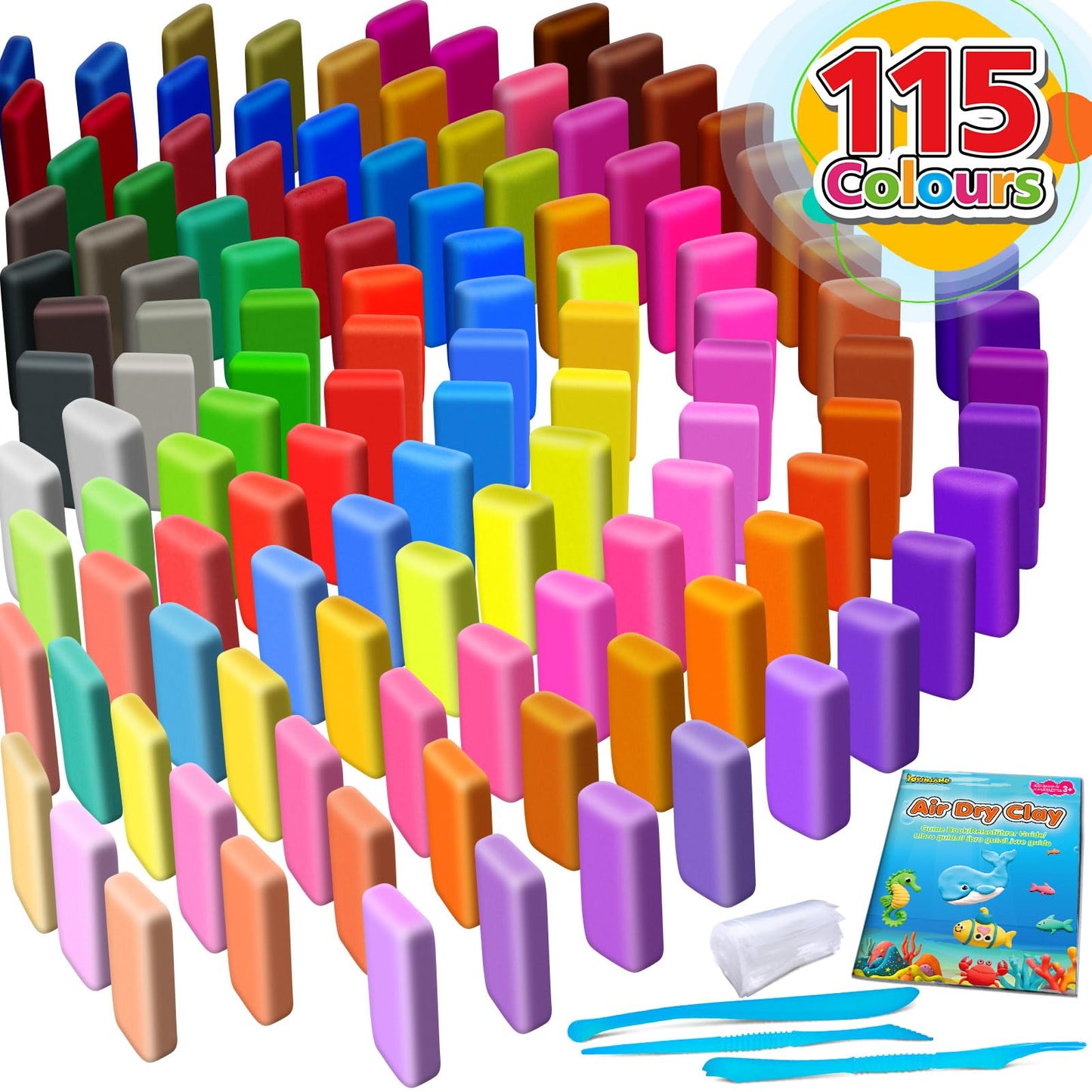 YOPINSAND Air Dry Clay 115 Colors, Modeling Clay for Kids, DIY Molding Magic Toy with Tools, Gift for Kids Boys Girls