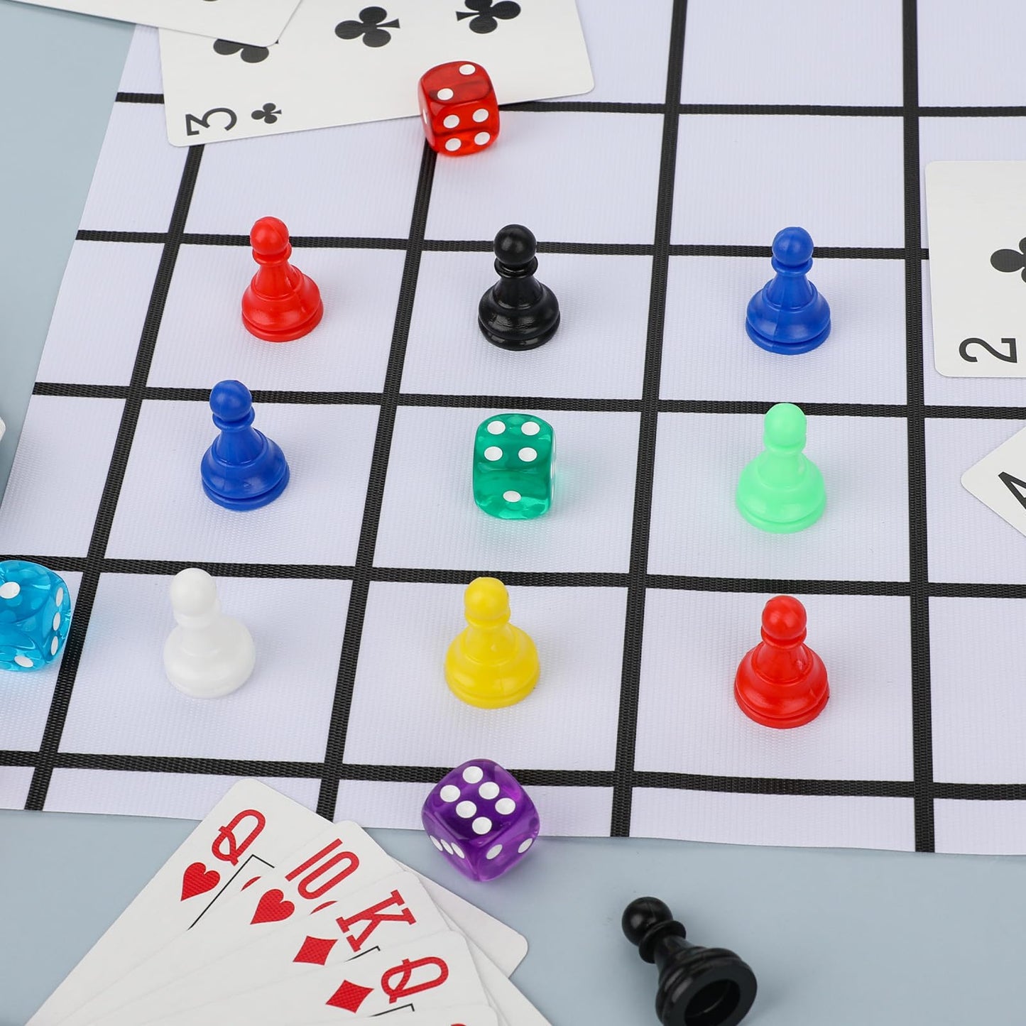 28Pcs Multicolor Board Game Pieces, Game Pawns Include 24 Chess Pieces And 4 Dices Game Pieces For Board Games Plastic Chess Che