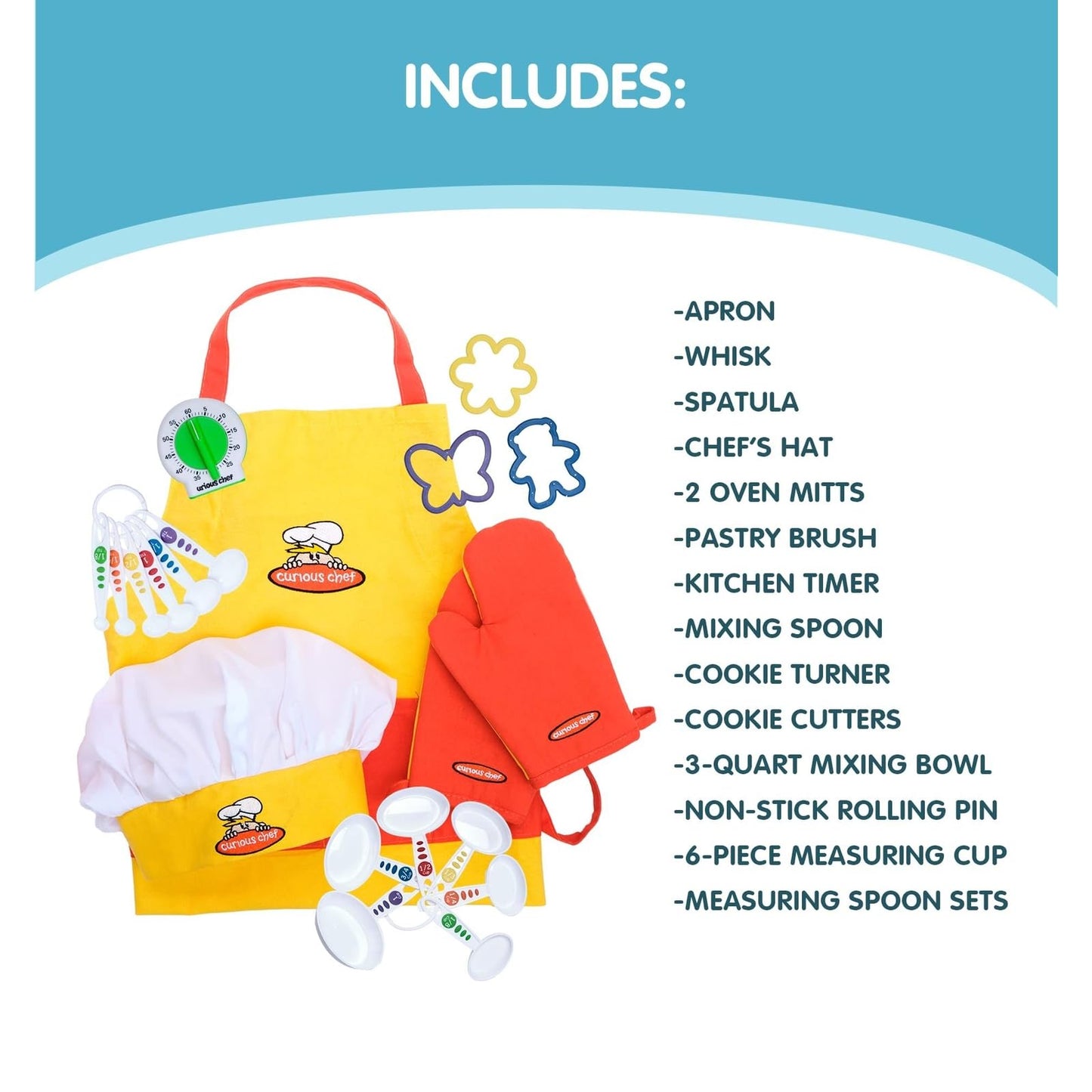 Curious Chef 27-Piece Kitchen Foundation Kit For Kids, Includes Real Cooking And Baking Tools, Dishwasher Safe And Made With Bpa-Free Plastic