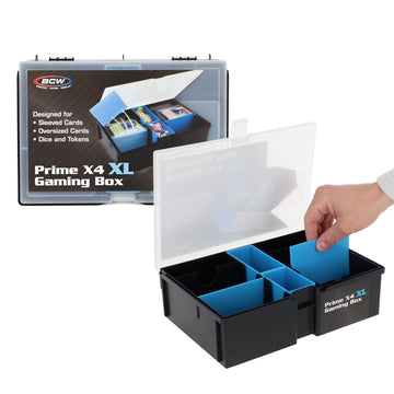 Bcw Prime X4 Xl Gaming Box | Playing Card Storage Box For Decks And Game Accessories, Includes Removable Dividers And Dice Trays