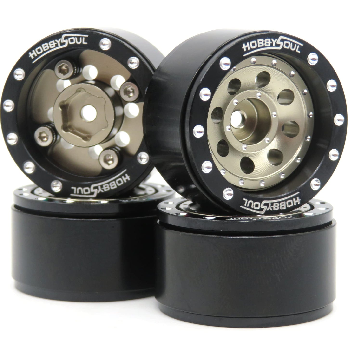 Hobbysoul Adjustable Offset 1.0 Beadlock Wheels, Heavy 1.0 Rc Wheels Weight 21G/Rim For 1/18 Traxxas Trx4M & 1/24 Axial Scx24 90