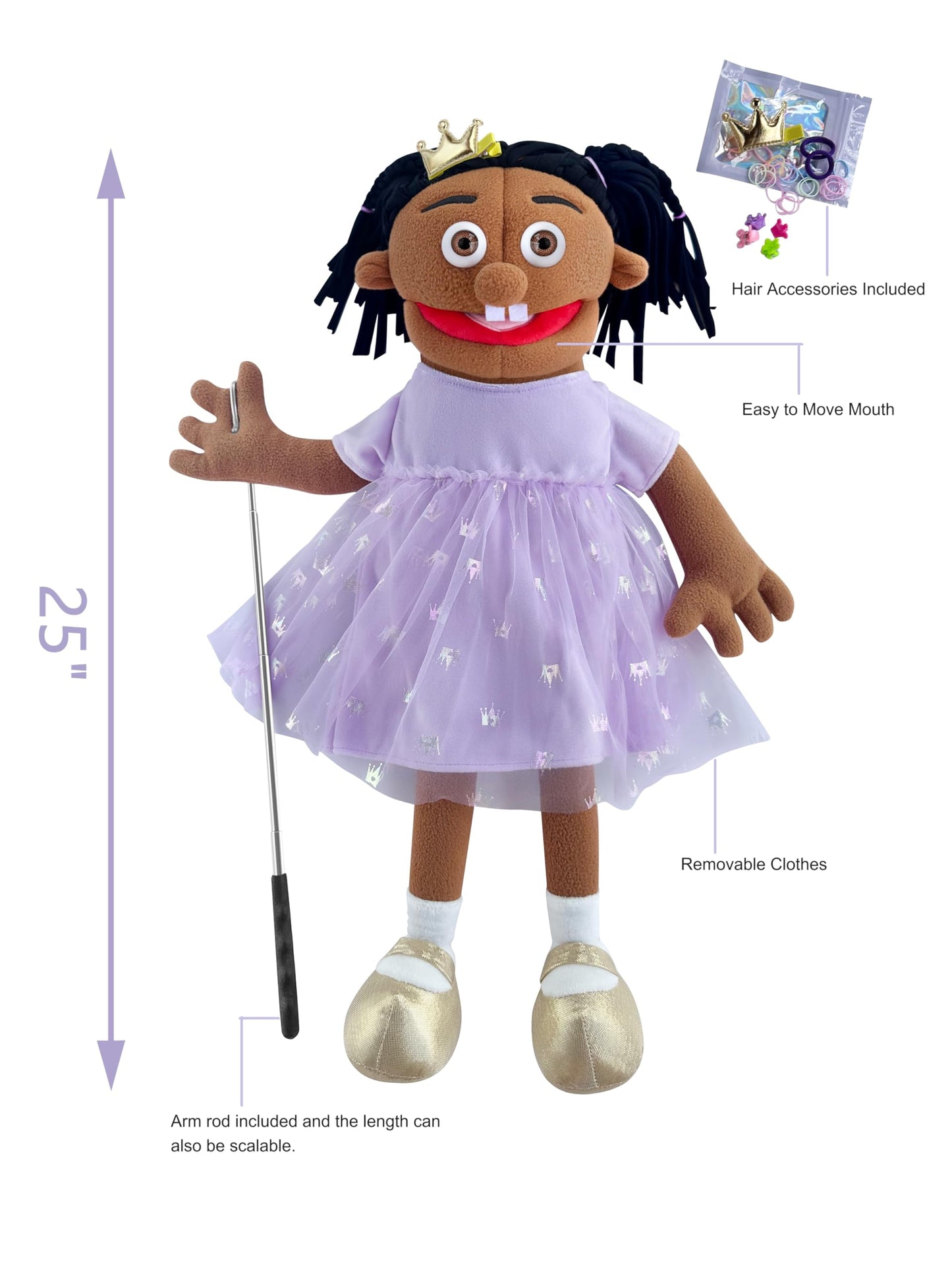 Rodayna 25 , Black Girl, Full Body, Ventriloquist Style Puppet,Hand Puppet