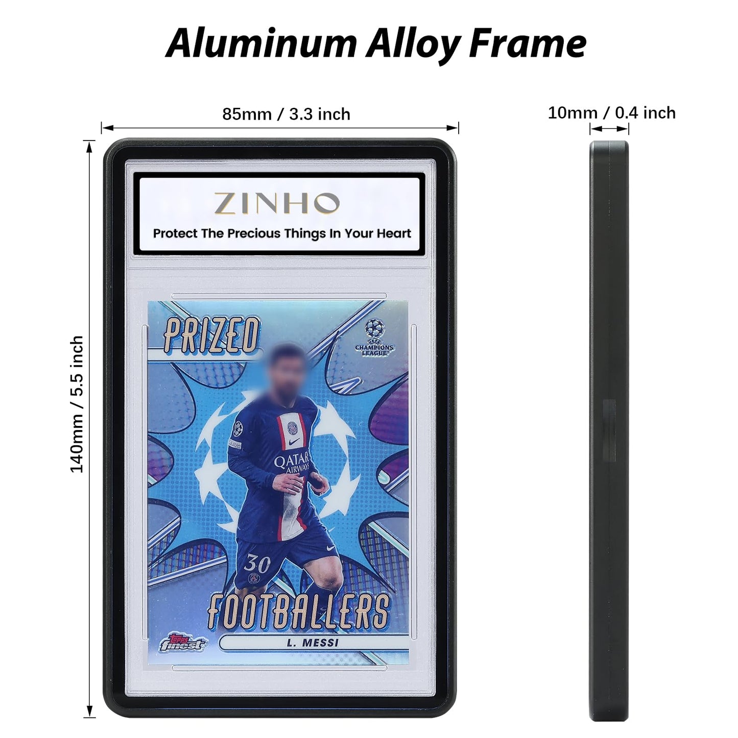 Zinho Graded Card Case Magnetic Aluminum Alloy Slab Protector Display Case Fits 35Pt Psa/Cgc/Csg Cards, Uv Protection (Black)