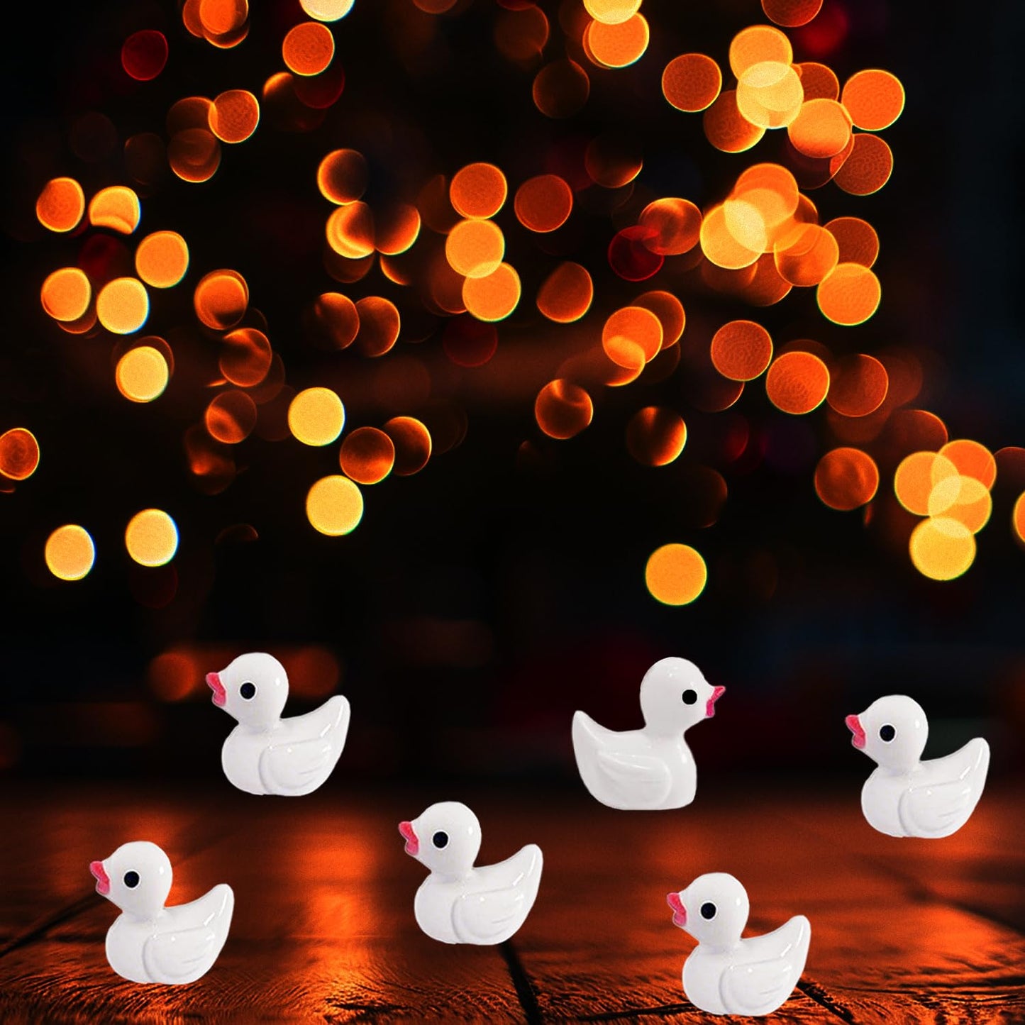 Kuanfine 60 Pcs Tiny Duck Figures Mini Resin Duck Luminous Miniature Ducks Bead For Garden Landscape Aquarium Decoration(White)